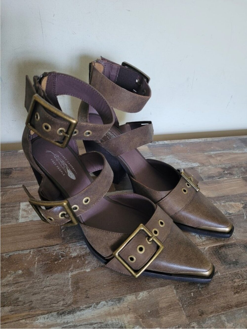 Free People New Jeffrey Campbell Hendrix Heels Leather Sandals Shoes size 9